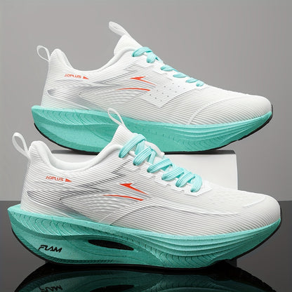 AOPLUS Men's Sneakers, Lightweight Breathable Low-Top Lace-Up Casual, Cushioned Rubber Sole, Gym Running, Pink & Colorway, All-Season