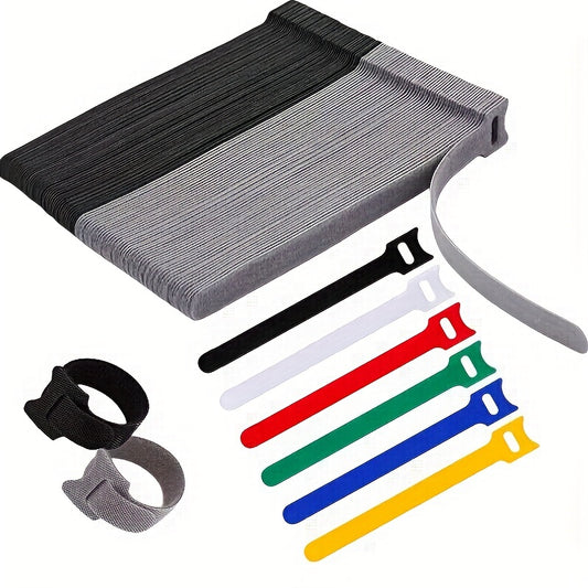 10/50pcs Advanced Adjustable And Reusable Cable Management Strap, 4.3 Inch Multi Color And Mixed Color Optional Microfiber Tape With Hooks And Buckles, Effectively Organizing Cables And Wires