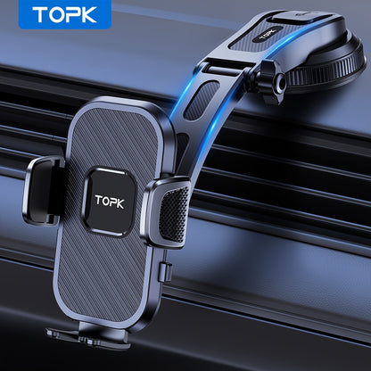 [TOPK D38-C Car Mount] TOPK D38-C Car Phone Holder Mount | Enhanced Adjustable Cell Phone Holder for Car Dashboard | Works with All Phones in Both Horizontal And Vertical Positions