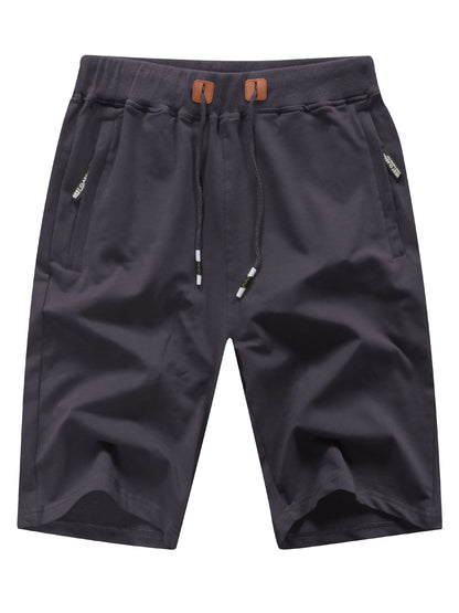 Men's Shorts Casual Classic Fit Stylish Drawstring Elastic Waist Summer Beach Shorts With Zipper Pockets Workout Sport Shorts