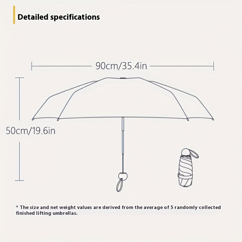 [Compact | Lightweight] Compact Folding Umbrella | Women's Lightweight Portable Mini Sun Umbrella with 6-Rib Manual Open/Close Mechanism, Pastel Colors (Pink, Green, Yellow, Orange)