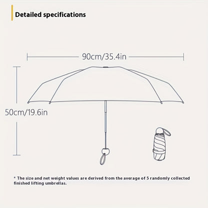 [Compact | Lightweight] Compact Folding Umbrella | Women's Lightweight Portable Mini Sun Umbrella with 6-Rib Manual Open/Close Mechanism, Pastel Colors (Pink, Green, Yellow, Orange)