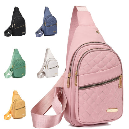 [Large-Capacity Chest Bag] Women's Single-Shoulder Bag, Women's Chest Bag, Large-Capacity Women's Fabric Chest Bag with Headphone Jack and Multiple Storage Compartments