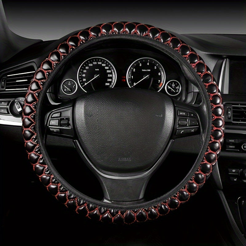 A Brand New Stylish Steering Wheel Cover, Featuring Embroidery Craftsmanship, Slip-Resistant And Durable, Classic And Comfortable