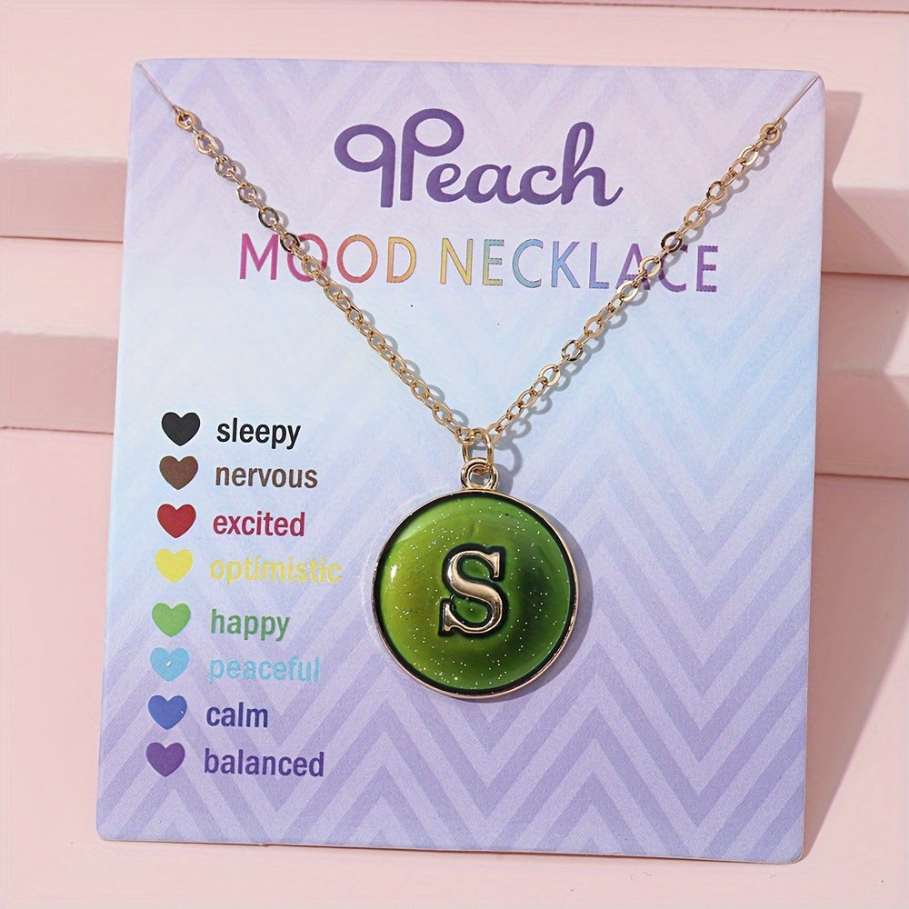 1pc of Temperature-Sensitive Color-Changing Letter Pendant Novelty Oil Drop Necklace (Color Changes with Temperature)