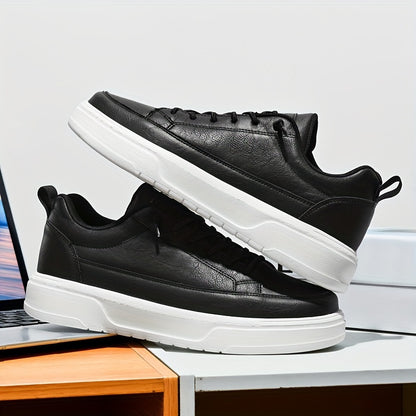 Men's Shoes, Business & Casual Low-Top Sneakers for Men - Solid Color Versatile Casual Platform Lace-Up Shoes for Daily Commuting, Fashionable, Simple, and Trendy Men's Shoes
