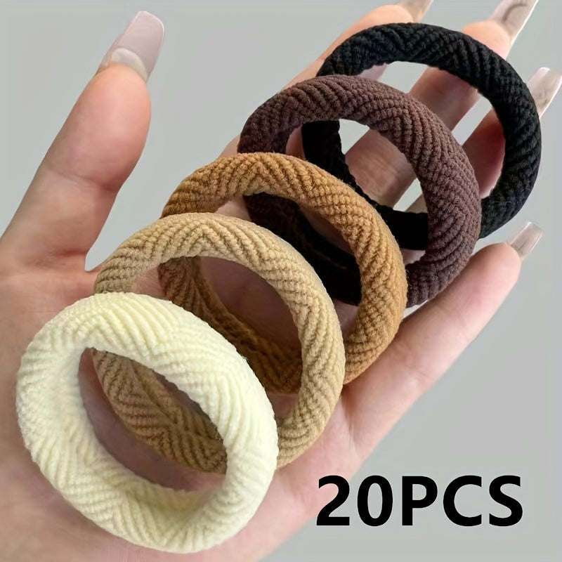 [High Elastic Hair Rope] High Elastic Hair Rope | Bold Milk Coffee Color Thick Seamless Ponytail Rope Rubber Band