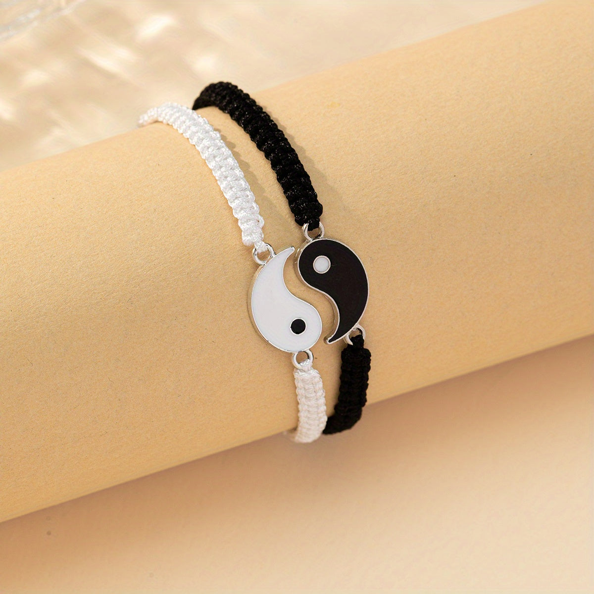 [Best Friend Bracelets] Two Pieces Best Friend Bracelets Adjustable Cord Yin And Yang Matching Bracelets for Bff Friendship Relationship Boyfriend Girlfriend Valentine's Day Gift