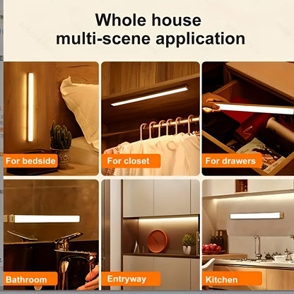 USB Rechargeable LED Motion Sensor Light - Wireless, Three Tone Lighting, Warm/White Night Light for Kitchen, Closet, Hallway and Stairs, Room, Night Lighting, Computer Backlight, USB Gadget, USB Light Cabinet Lights