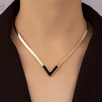 Minimalist V-Shaped Metal Necklace - Elegant Vertical Bar Pendant, Simple Casual Attire & Party, Year-Round Versatile Durable Chain for Casual or Special Occasions, Compatible with all Outfits