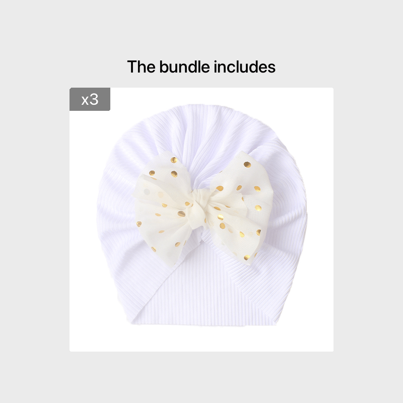 Newborn Infant Polka Dot Printed Bow Elastic Head Wrap, Turban Headwear Cap For Toddlers, Baby Girls And Boys