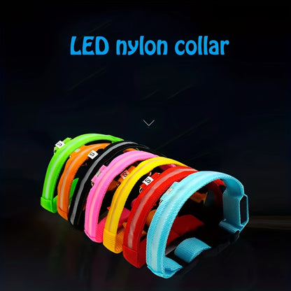[LED Dog Collar] Battery LED nylon pet dog collar Dog light fluorescent collar pet supplies twinkle and glow at night