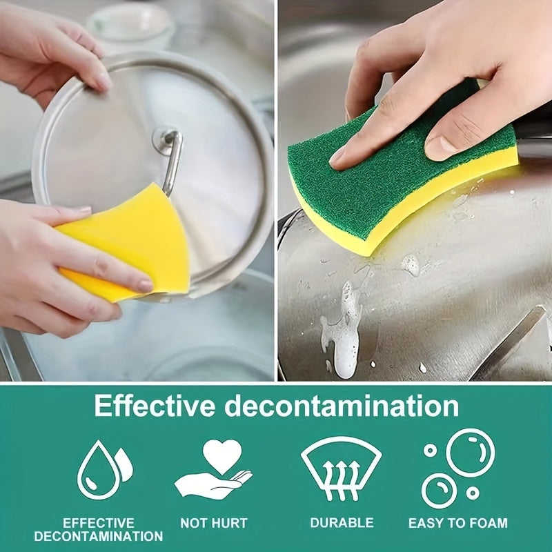 [Super Absorbent] Double-sided Scouring Pad - 12/24pcs, Super Absorbent, Durable Anti-scratch - Household Cleaning, Dishwashing, School Preparation