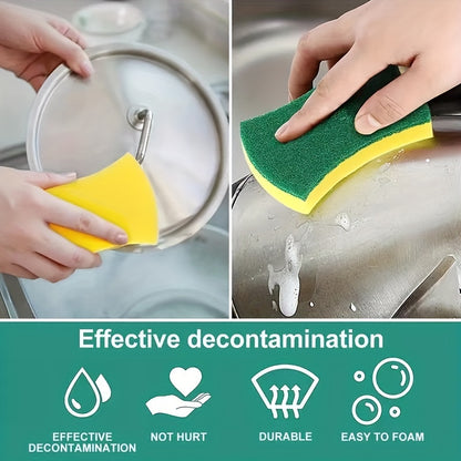[Super Absorbent] Double-sided Scouring Pad - 12/24pcs, Super Absorbent, Durable Anti-scratch - Household Cleaning, Dishwashing, School Preparation