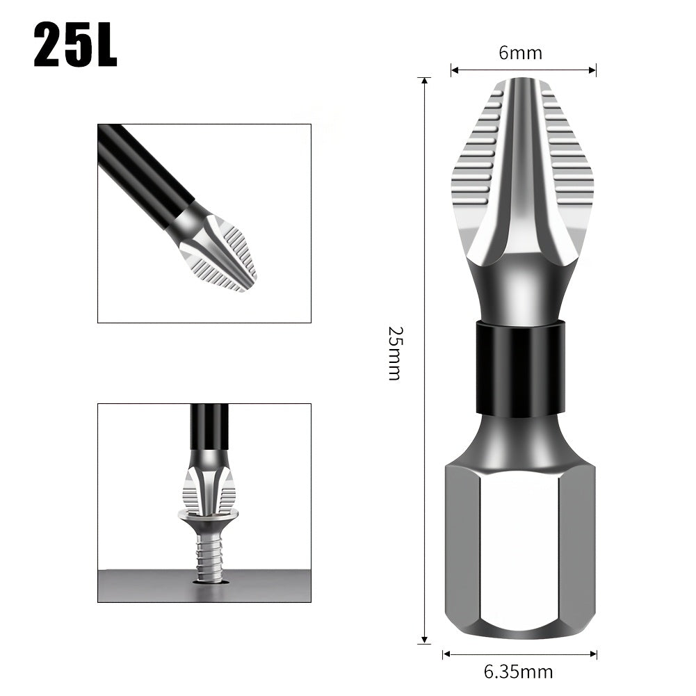 High Hardness Metal JGZUI S2 Strong Magnetic Precision Screwdriver Bits - Non-Slip Cross Torx, No Battery Required, Magnetic Tip for Electric Drills