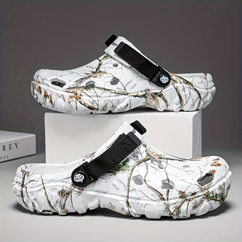 Men's Solid Color Hollow-Out Fashion EVA Sandals, Comfortable Non-Slip Durable Lightweight Slippers, Suitable for Men's Outdoor Activities