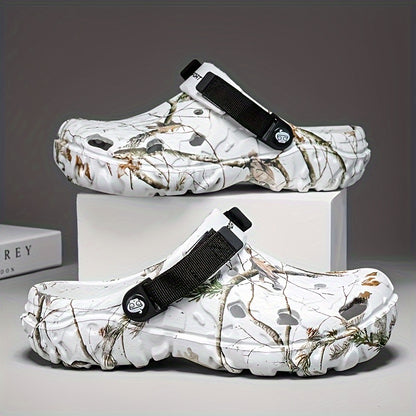 Men's Solid Color Hollow-Out Fashion EVA Sandals, Comfortable Non-Slip Durable Lightweight Slippers, Suitable for Men's Outdoor Activities