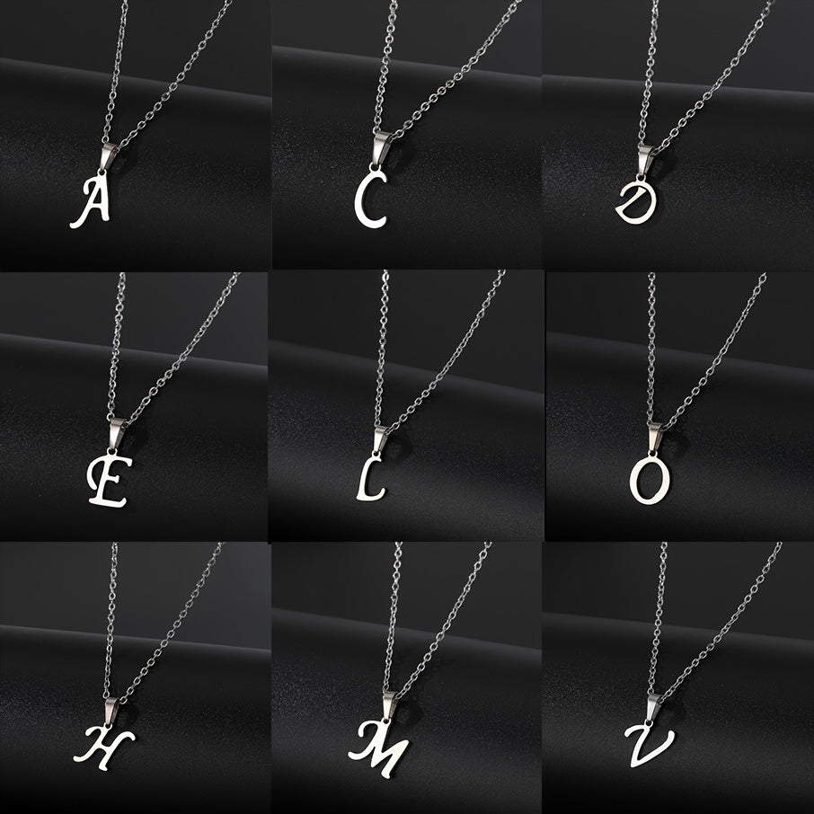 Stainless Steel Minimalist 26 Letter Pendant Necklace Unisex Gift