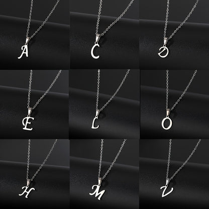 Stainless Steel Minimalist 26 Letter Pendant Necklace Unisex Gift