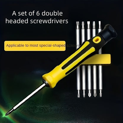 6pcs Precision Screwdriver Set with 12 Functions for Smartphones And Tablets - Sturdy Carbon Steel Repair Tools Featuring Flathead Bits
