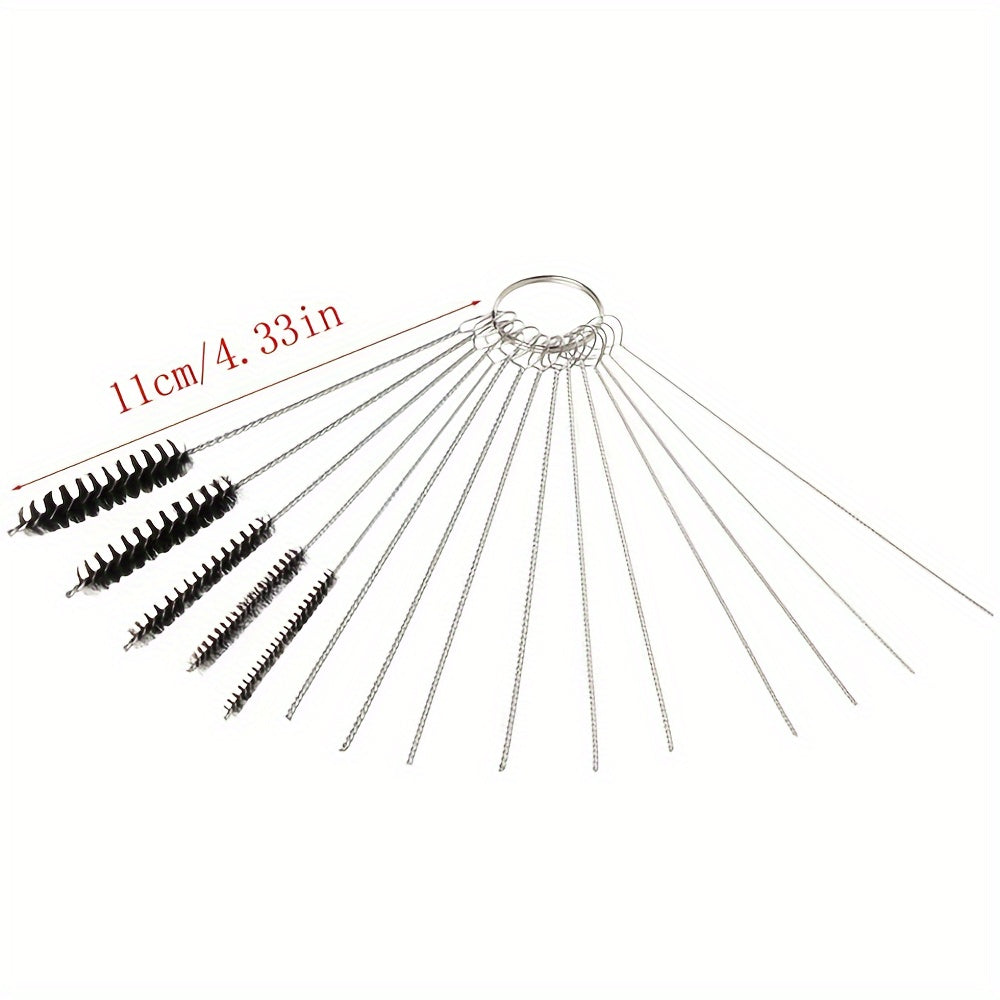 15pcs Carburetor Cleaning Brush Set, Universal Hole Brushes for Cars and Motorcycles, Electric Welding and Gas Cutting Brush Kit
