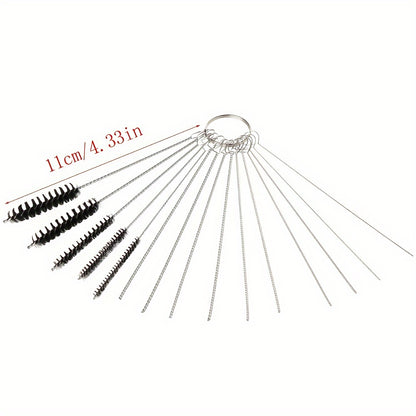 15pcs Carburetor Cleaning Brush Set, Universal Hole Brushes for Cars and Motorcycles, Electric Welding and Gas Cutting Brush Kit