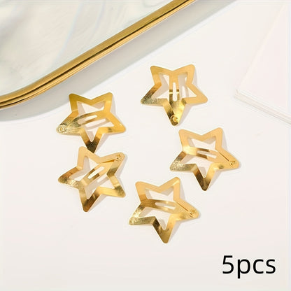 5/15/30/60pcs Y2K Silvery Star Hair Clips for Girls Filigree Star Metal Snap Clip Women Simple BB Hairpins Barrettes Hair Accessories, Gift for Eid, Ramadan