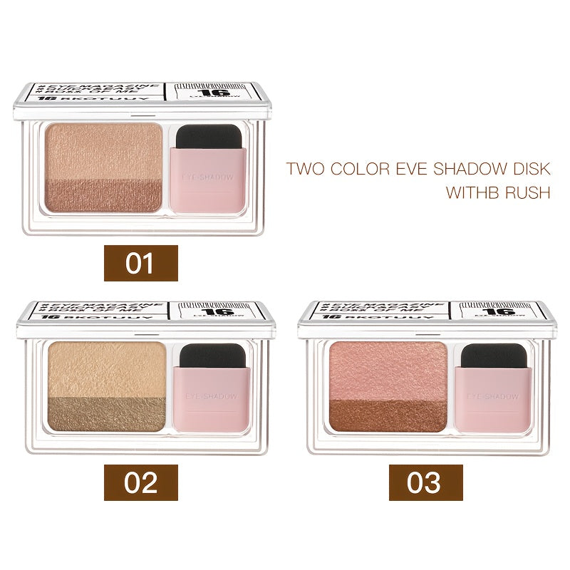 Shimmery Dual-Tone Eyeshadow Palette, 5-8 Versatile Shades, Easy Blend, Long-Lasting Waterproof Eye Makeup with Brush