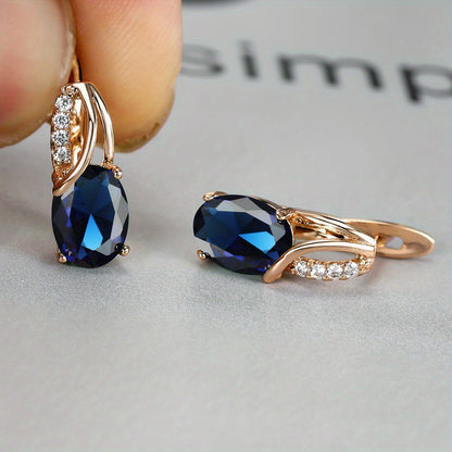 [Synthetic Zirconia Earrings] Vintage Synthetic Zirconia Earrings, Elegant Oval Cut Bridal Wedding Jewelry Gifts