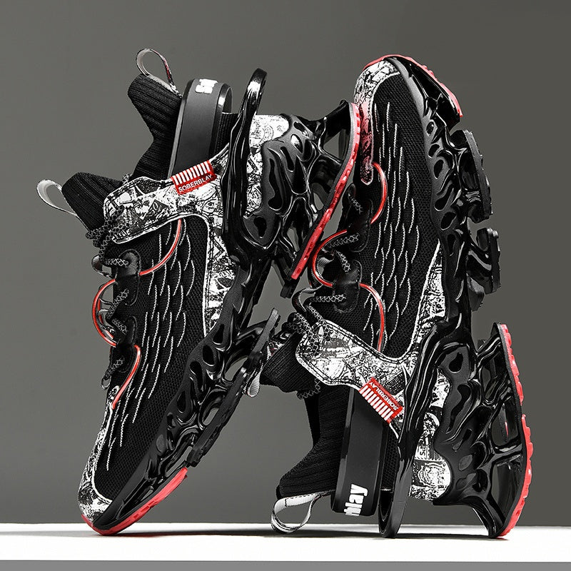 Men's Casual Sneakers, Mid-Top Blade Running Shoes for Autumn/Winter, Slip-Resistant for Daily Wear