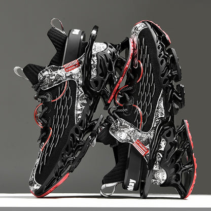 Men's Casual Sneakers, Mid-Top Blade Running Shoes for Autumn/Winter, Slip-Resistant for Daily Wear
