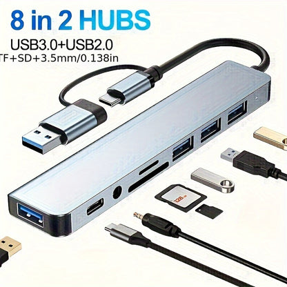 1 8-In-1 USB C Hub with Audio Jack | Compatible with Tablets, USB Powered, 5V Operating Voltage