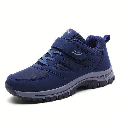 Comfy Soft Sole Men's Breathable Casual Shoes With Hook And Loop Fastener For Outdoor Jogging, Spring And Summer