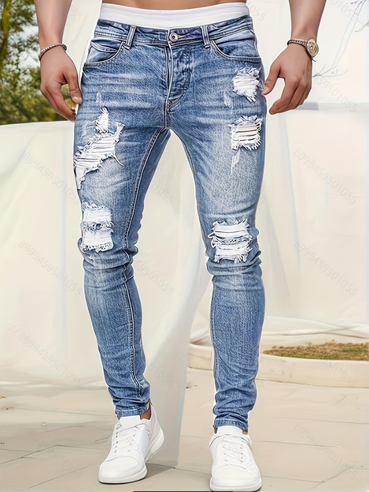 European and American Stretch Ripped Skinny Jeans