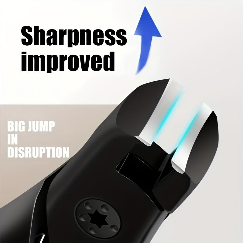 Professional Stainless Steel Nail Clippers With Anti-Splash Cover - Sharp Trimmer For Thick And Wide Nails - Perfect For Men And Seniors