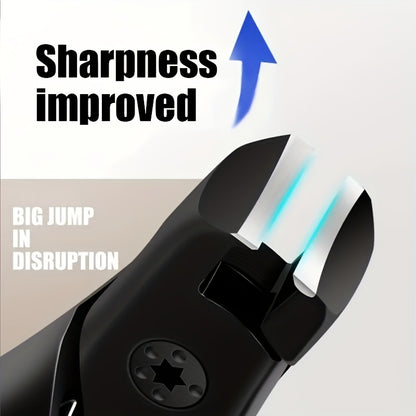 Professional Stainless Steel Nail Clippers With Anti-Splash Cover - Sharp Trimmer For Thick And Wide Nails - Perfect For Men And Seniors