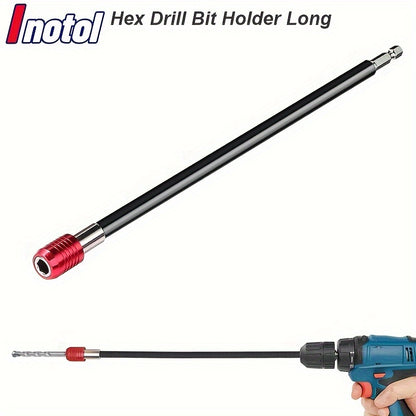 11.8" Durable Chrome Vanadium Steel Extra-Long Magnetic Hex Drill Bit Holder - Quick Release, 1/4" Shank Extension for Hard-to-Reach Areas