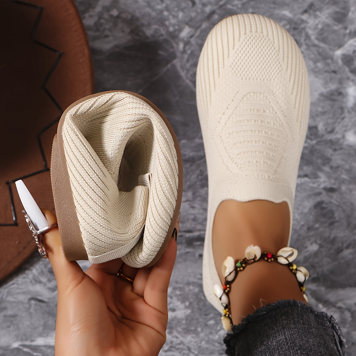 Women's Round-Toe Woven Flat Shoes, Casual, Outdoor, Soft-Sole Flat Shoes, Women Shoes