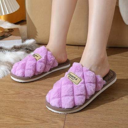 Women'S Winter Plush Slippers with Thick Lining, Couple'S Home Fuzzy Slip-On Shoes, Suitable for Both Men And Women., Women Shoes