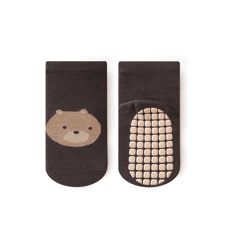 6 Pairs Boys & Girls Socks with Cute Fox & Bear Animal Patterns - Non-Slip Floor Socks Suitable for,, Crawlers - - Wear, /Off, & Machine Washable ()