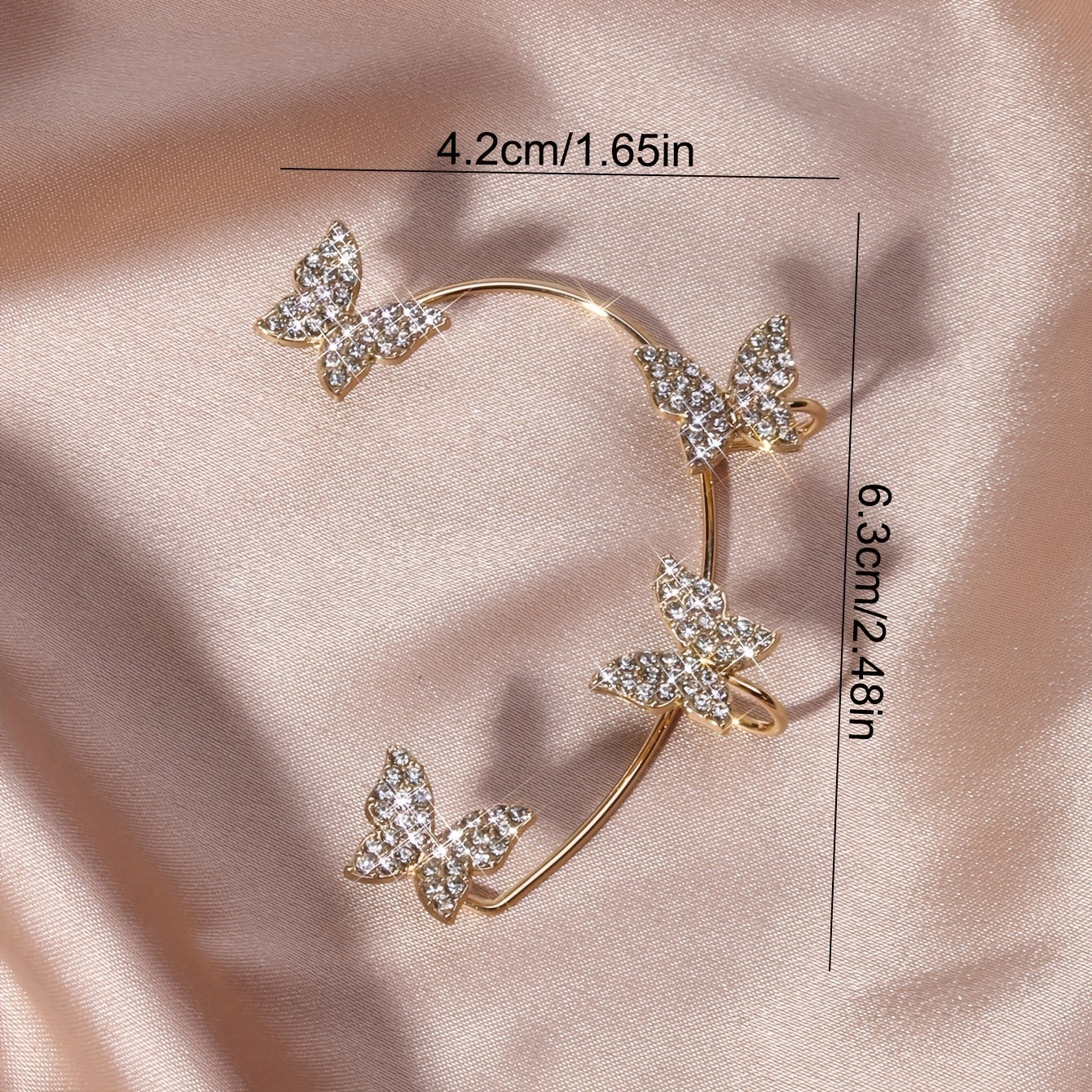 French-style Golden Sparkling Butterfly Luxury Butterfly Earrings