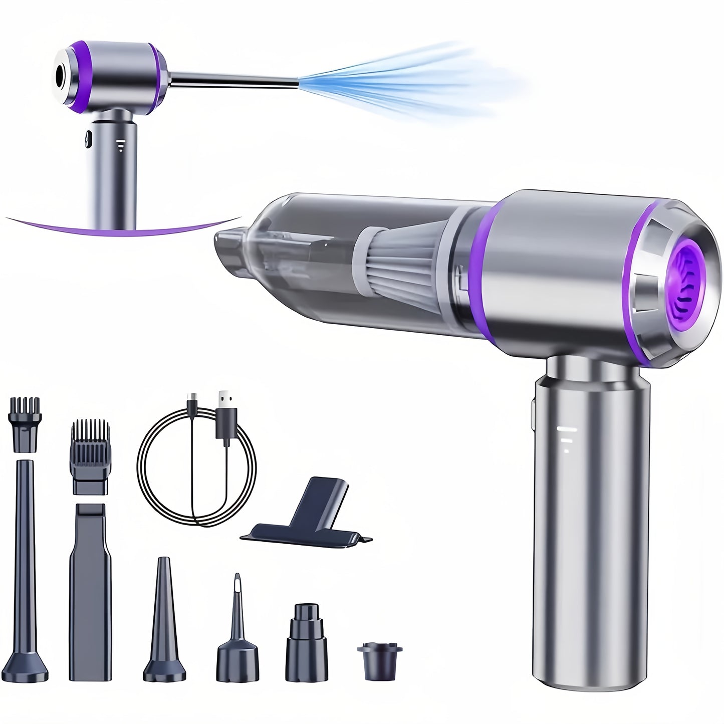[4-in-1 Wireless Vacuum] 20000PA 4-in-1 Portable Wireless Vacuum Cleaner | High-Power Mini Vacuum with Brushless Motor | Suitable for Car, Home, Office, Camping, Computer Keyboard Laptop Dust Cleaning Tool