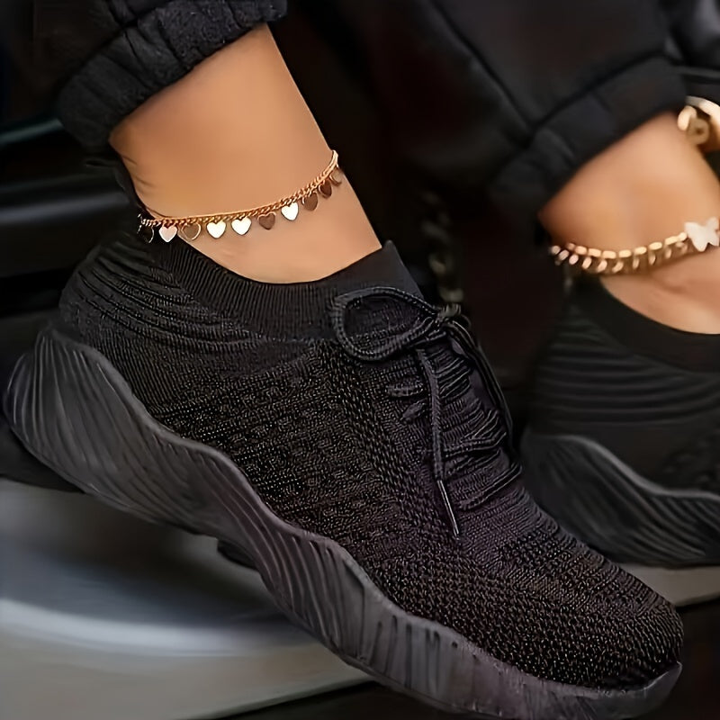Casual Women'S Sneakers Featuring Comfortable Mesh, Lace-Up Design, Sporty Wedges, And Chunky Vulcanized Soles., Women Shoes