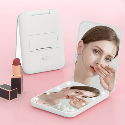 LED Pocket Makeup Mirror, 1X/3X Magnified LED Mini Compact Travel Makeup Mirror, Double-Sided Compact Mirror With Lights, Portable, Wallet Mirror, Folding, Hand-held, Small Lighted Compact Mirror For Gift
