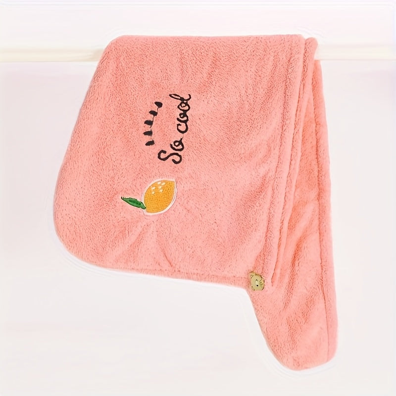 [Quick-Dry | Super Absorbent] 1pc Quick-Dry Super Absorbent Magic Microfiber Hair Drying Towel | Shower Cap & Turban, Soft Polyester Bath Hat with Button Closure, Multi-Color Options (Purple)