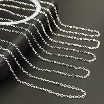5pcs Silver-plated Plated Link Chain Necklaces with Lobster Clasps - 16-30 Inch Versatile Jewelry Making Chains for Fashion Accessories, Fashion Jewelry Making|Textured Metal Chains|Durable Metal Chains, Jewelry Making Supplies