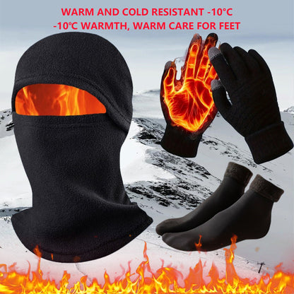 1 Set Winter Essentials Set: Touchscreen-Friendly Gloves, Thick Fleece-Lined Socks & Windproof  with Ear Protection - 100% Polyester, Warm and Cold Resistant for Outdoor Activities, Winter Clothes