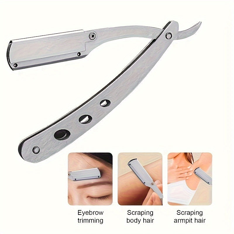 Set of Men'S Straight Razors with Folding Design for Shaving And Hair Removal, Complete with Blades