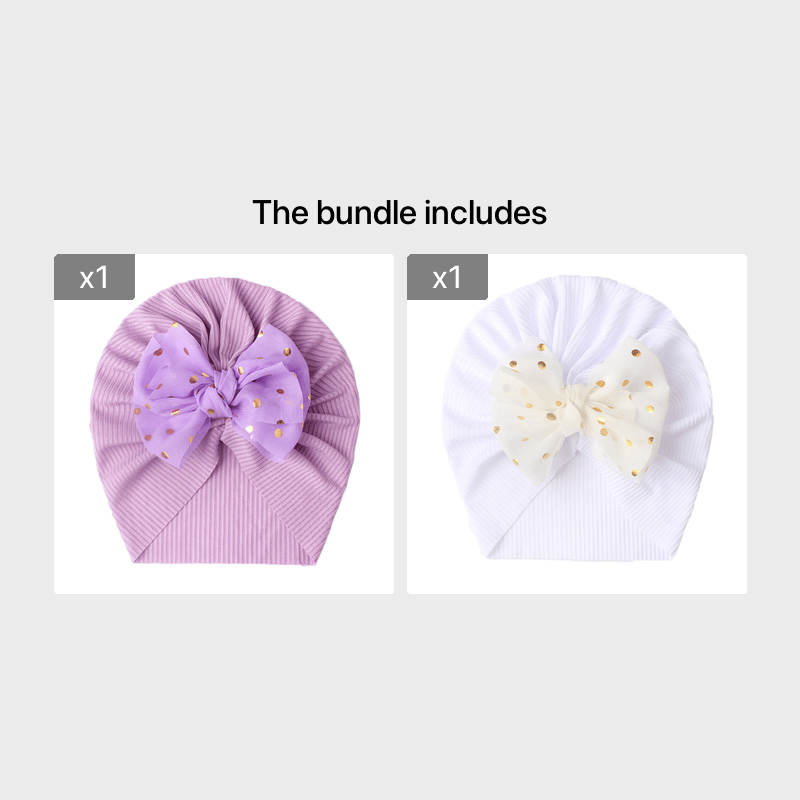 Newborn Infant Polka Dot Printed Bow Elastic Head Wrap, Turban Headwear Cap For Toddlers, Baby Girls And Boys