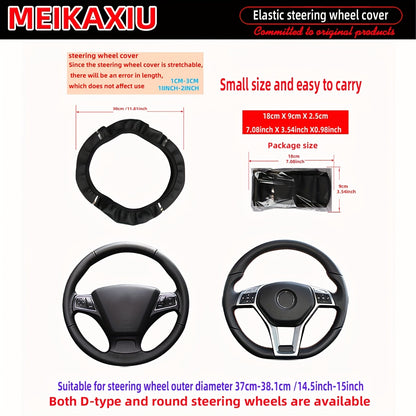 Steering Wheel Cover - Non-Slip Grip, Faux Leather Steering Wheel Wrap with Metallic Accent, Fit for Most Cars, Trucks, SUVs - All-Season Use, Easy Installation (No Inner Circle Needed) - Available in Black, Brown, Red, Blue, - Compatible with Most Vehicl